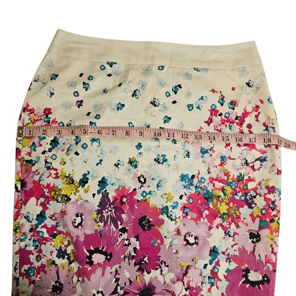 NWT Ann Taylor Skirt Women’s 8 Multicolor Floral Print Midi Work Casual